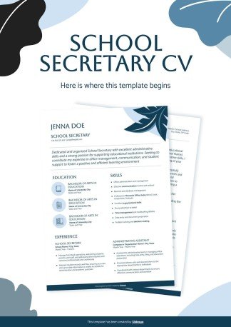 Plantilla de presentación CV para secretarios de escuela