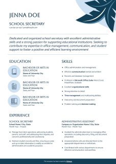 Plantilla de presentación CV para secretarios de escuela