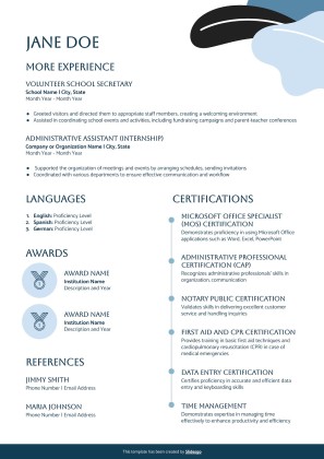 Plantilla de presentación CV para secretarios de escuela