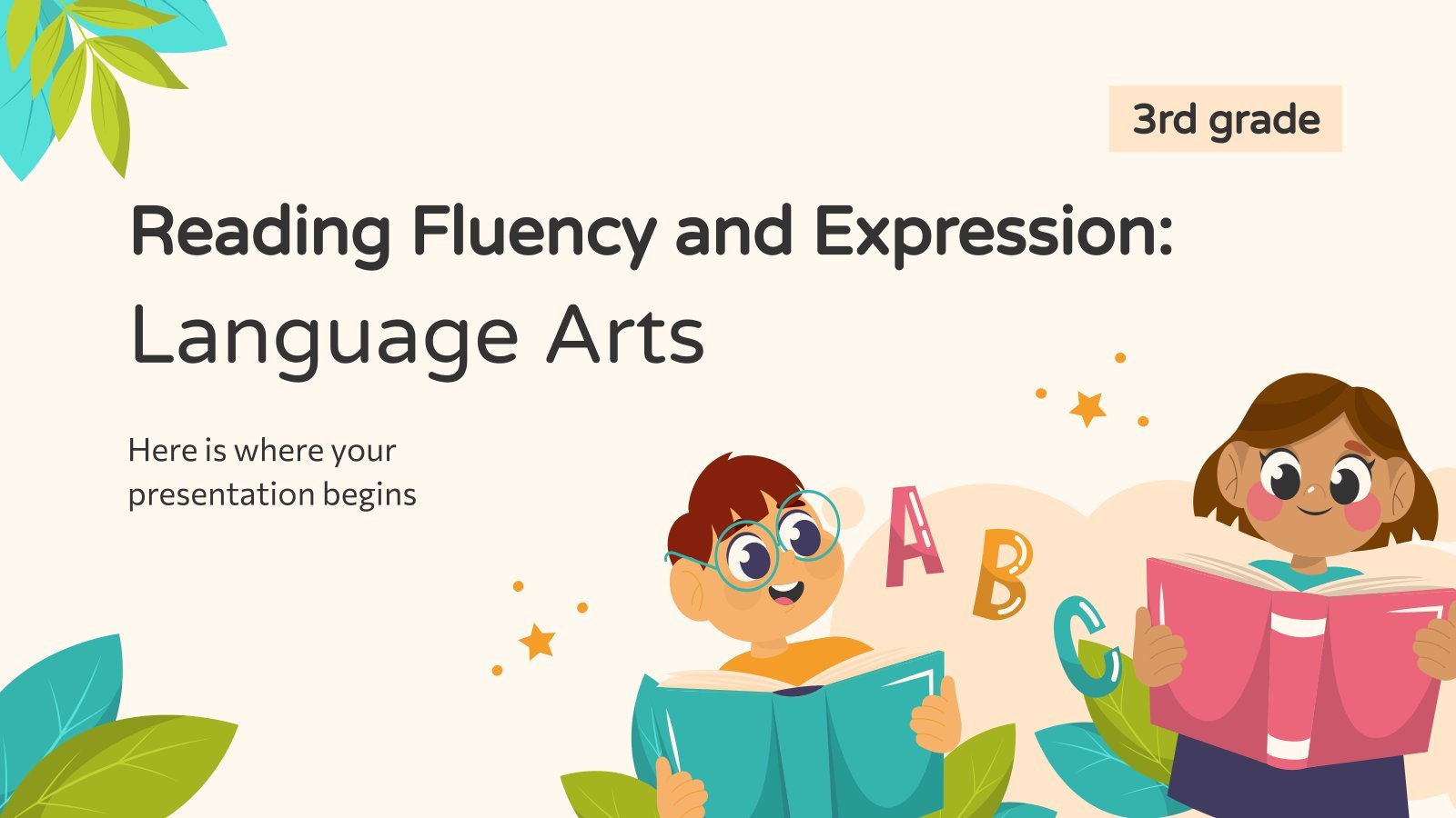 Reading Fluency and Expression - Language Arts - 3rd Grade presentation template 