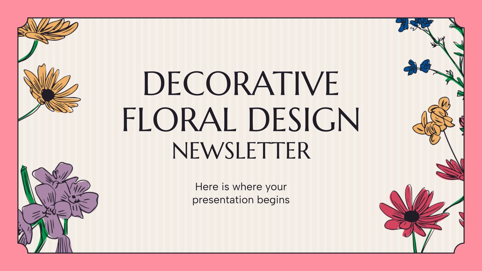 Decorative Floral Design Newsletter presentation template 