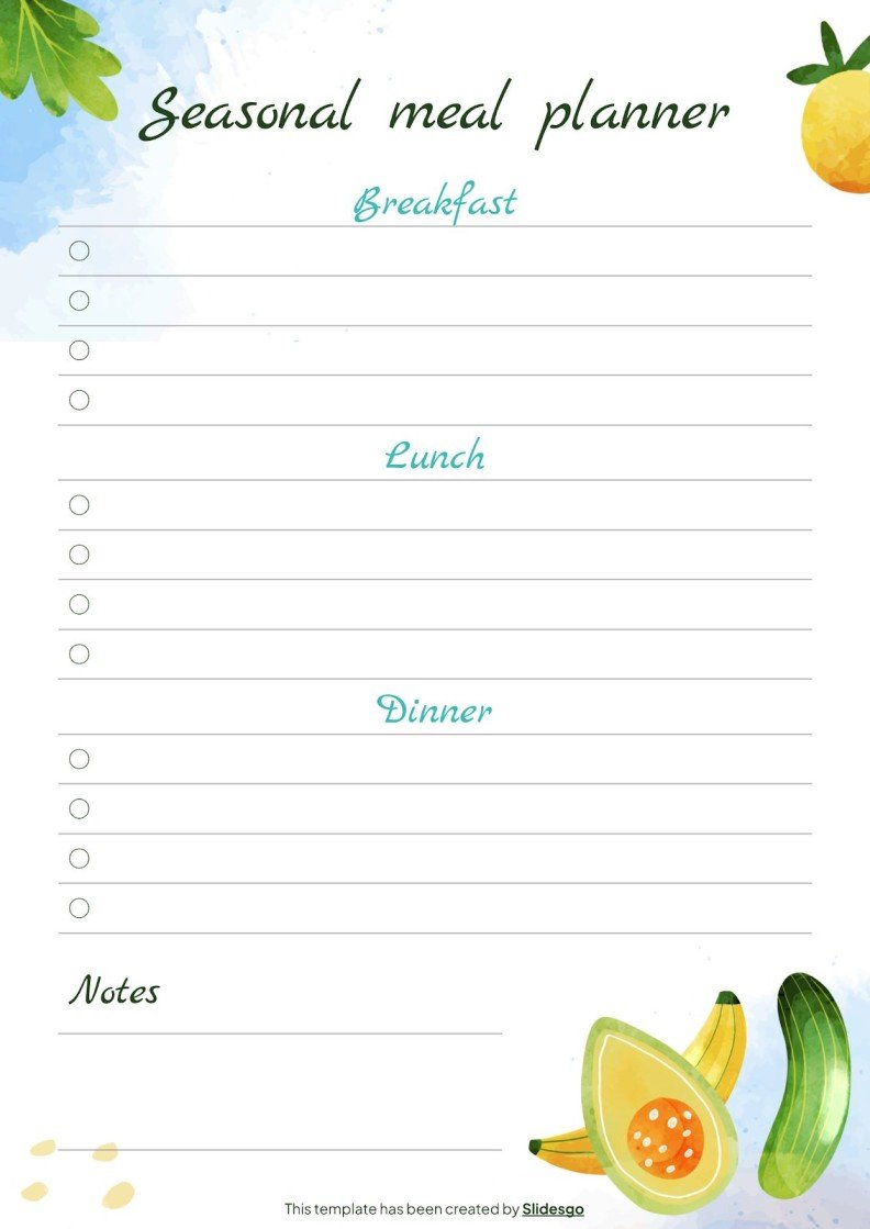 Seasonal Meal Planner | Google Slides & PowerPoint