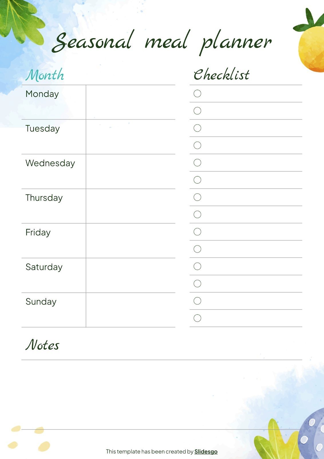Seasonal Meal Planner | Google Slides &amp; PowerPoint