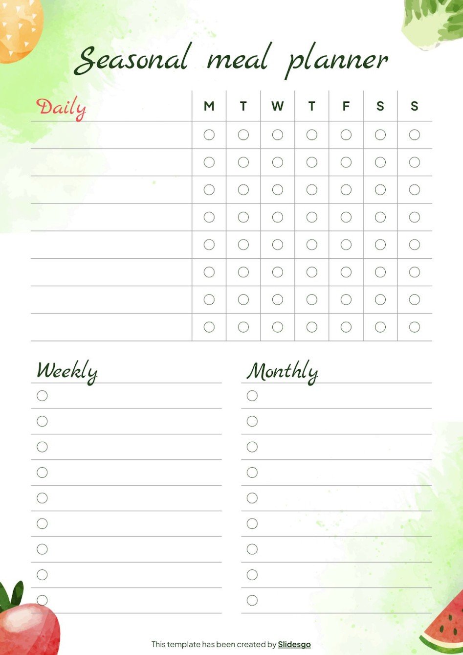 Seasonal Meal Planner | Google Slides &amp; PowerPoint