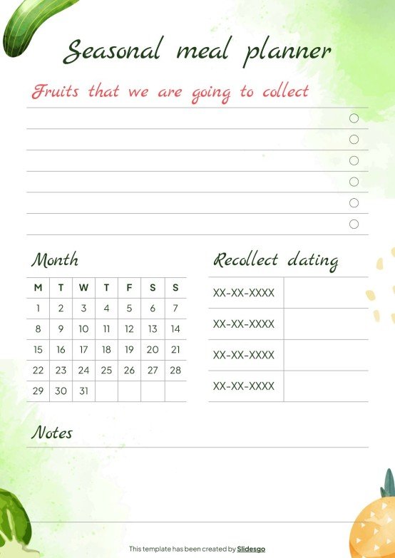 Seasonal Meal Planner | Google Slides &amp; PowerPoint