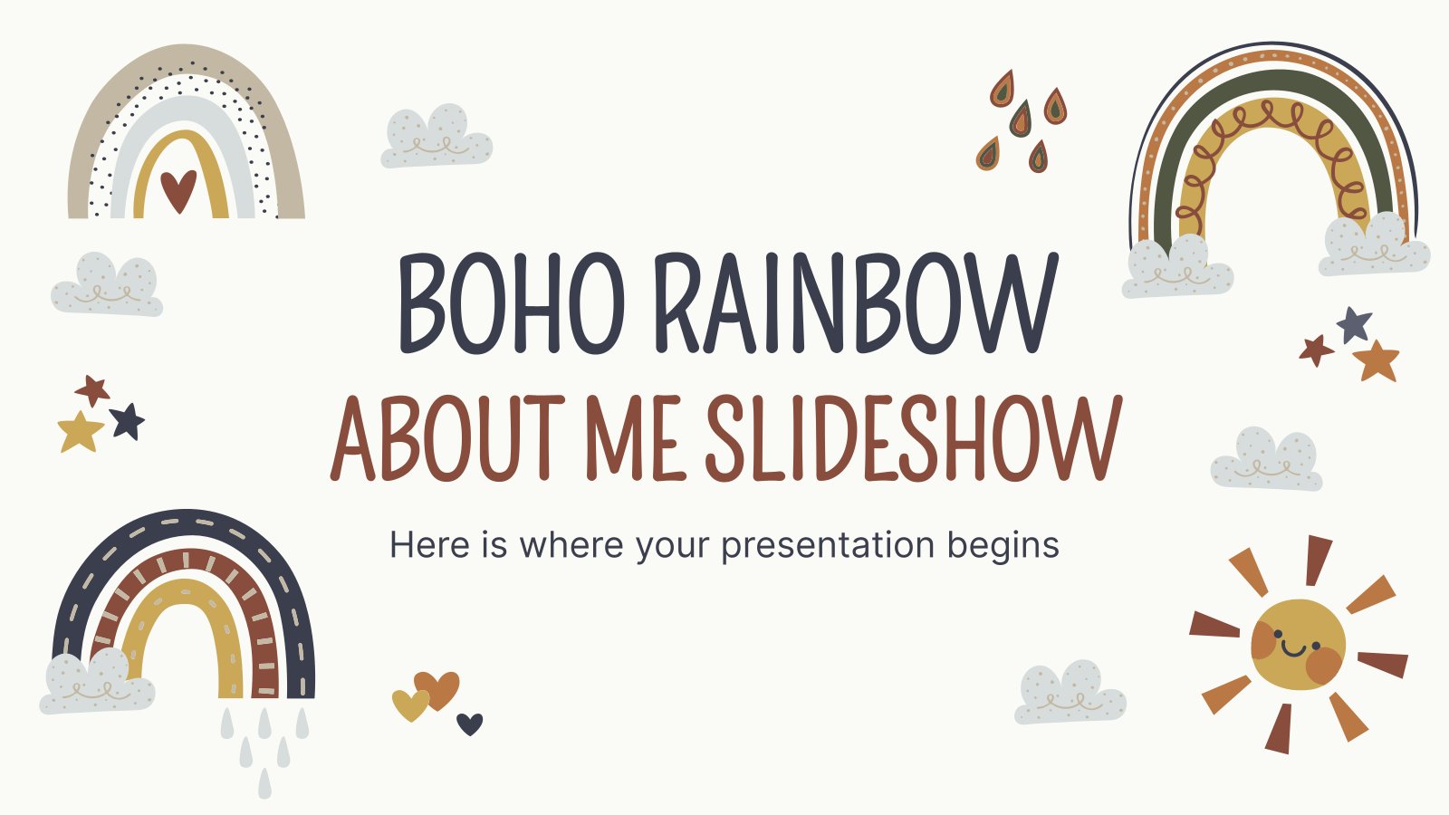 Boho Rainbow About Me Slideshow presentation template 