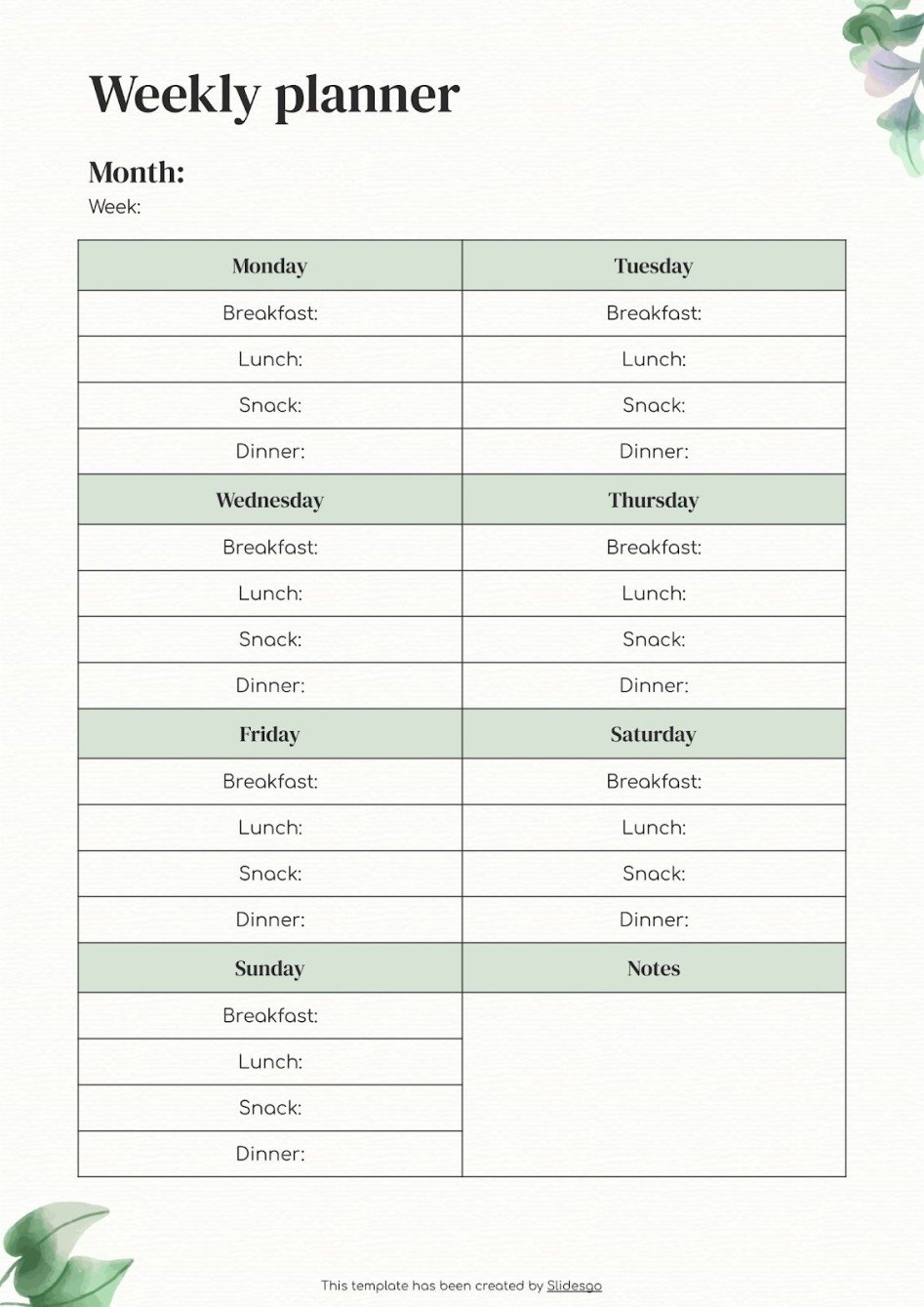 Weekly Meal Planner | Google Slides & PowerPoint