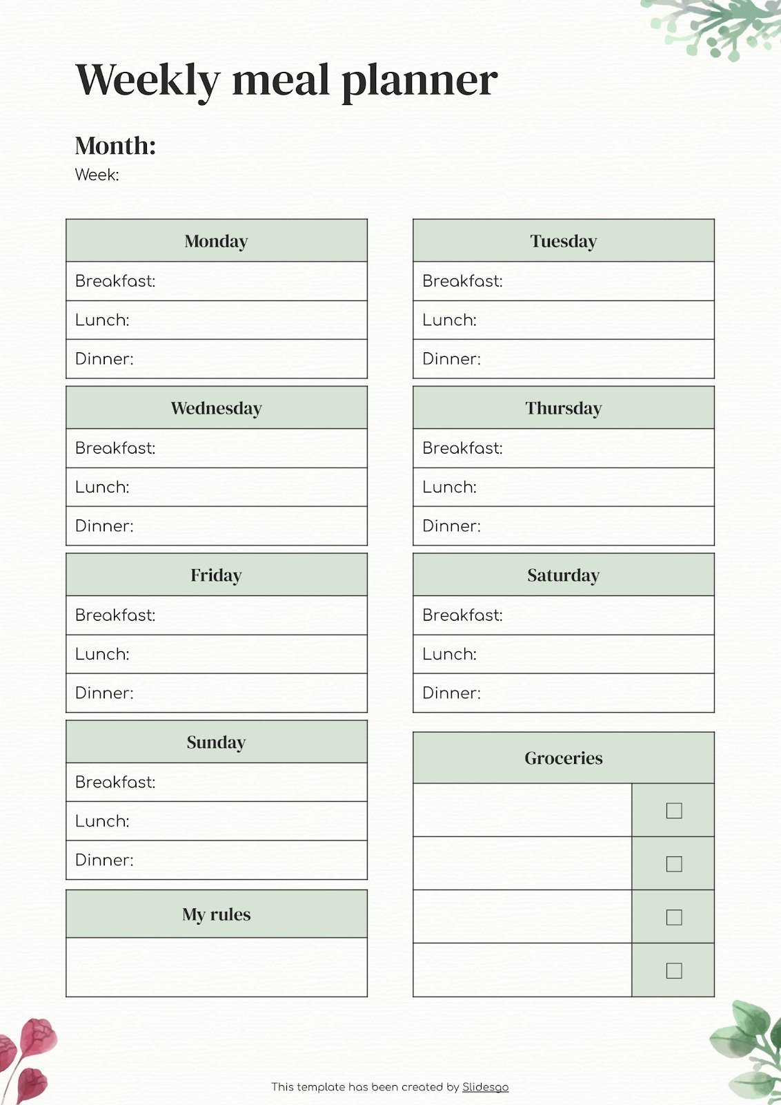 Weekly Meal Planner | Google Slides & PowerPoint