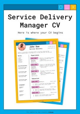 Service Delivery Manager CV presentation template 