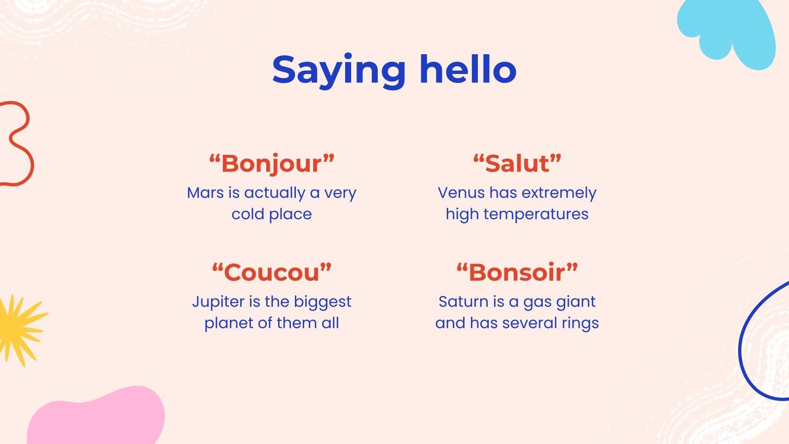 Basic Greetings and Introductions French 1st Grade
