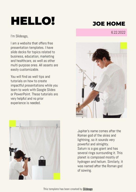 Fashion Photographer Printable Portfolio | Google Slides