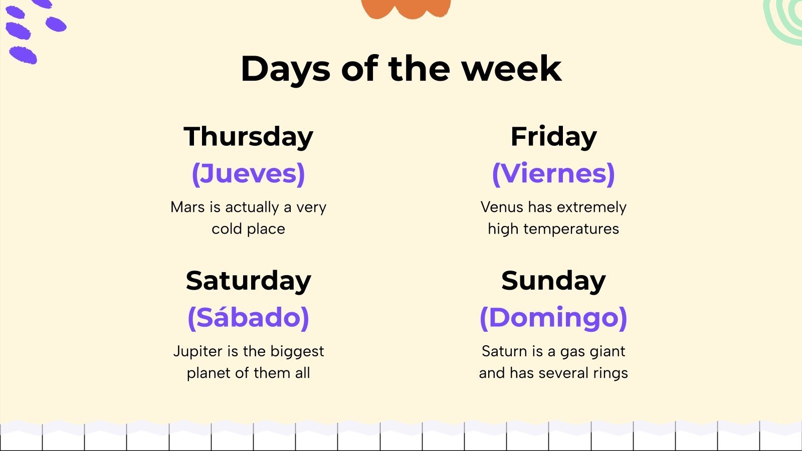 Days of the Week and Months of the Year in Spanish