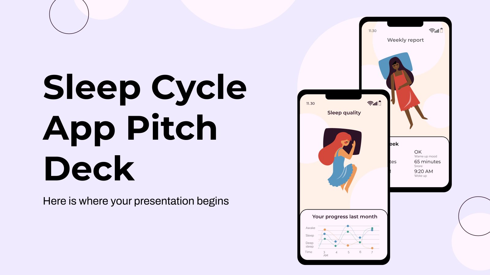 Pitch deck pour une application sur le cycle du sommeil Modèles de présentation