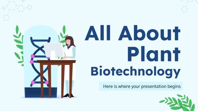 Google Slides and PowerPoint templates about biotechnology