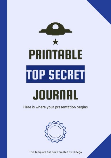 Printable Top Secret Journal presentation template 