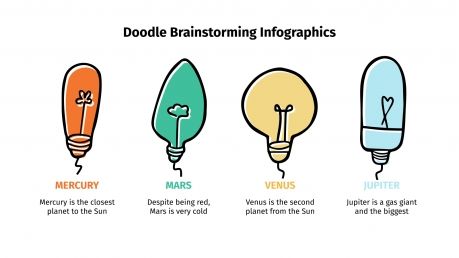 Modelo de apresentação Infográficos de brainstorming com rabiscos
