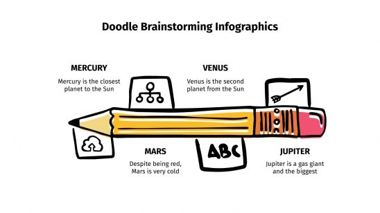 Modelo de apresentação Infográficos de brainstorming com rabiscos