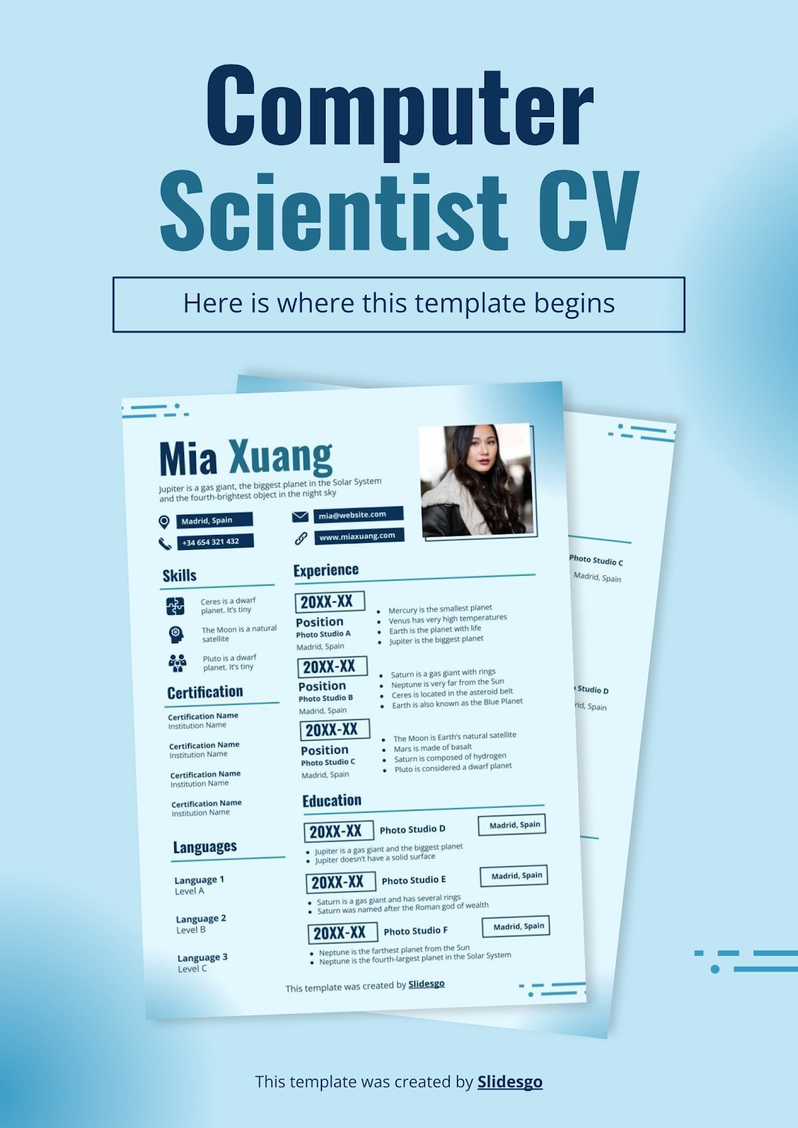 Modelo de apresentação CV de informático