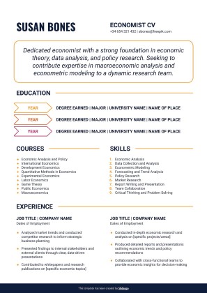 Economist CV presentation template 
