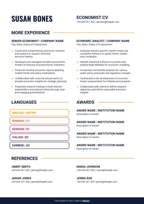 Economist CV presentation template 