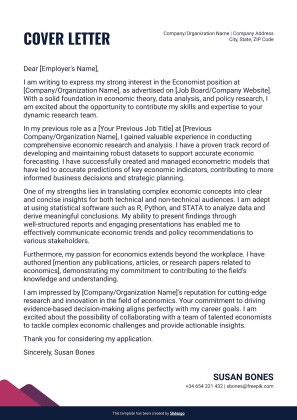 Economist CV presentation template 