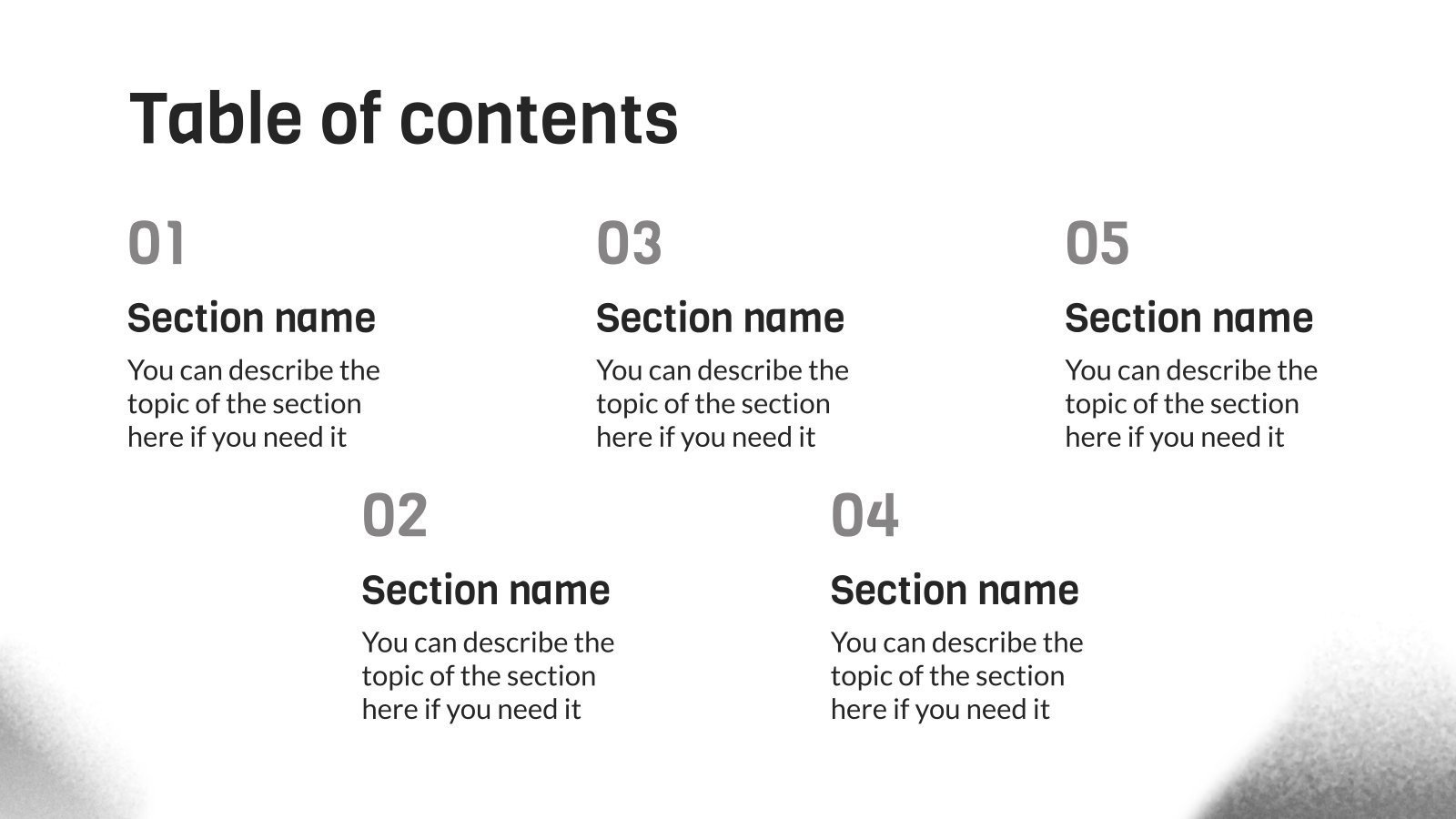 Table of contents google slides powerpoint