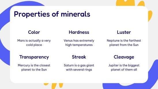 Modelo de apresentação Atividades de ciências para o ensino fundamental II: tipos de minerais de minério