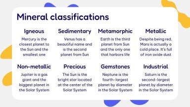 Science Activities for Middle School: Types of Minerals presentation template 