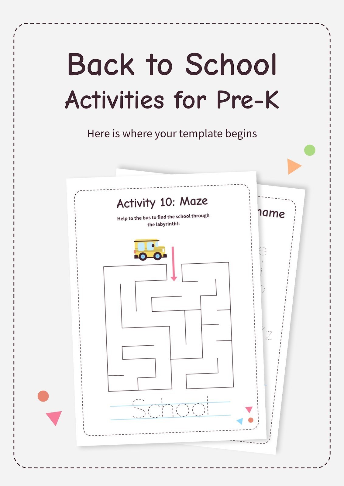 Back to school activities for pre k google slides ppt