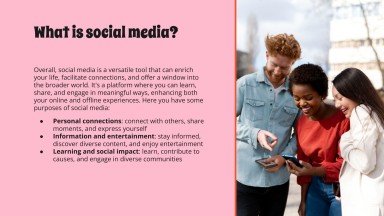 Stratégie de médias sociaux de police de caractères des années 70 Modèles de présentation