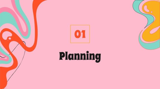 Stratégie de médias sociaux de police de caractères des années 70 Modèles de présentation