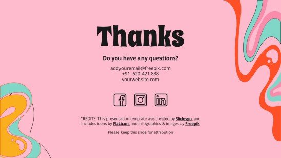 Stratégie de médias sociaux de police de caractères des années 70 Modèles de présentation