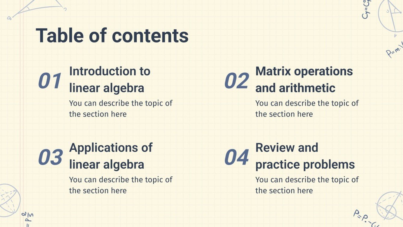 Linear Algebra Mathematics 12th Grade Google Slides