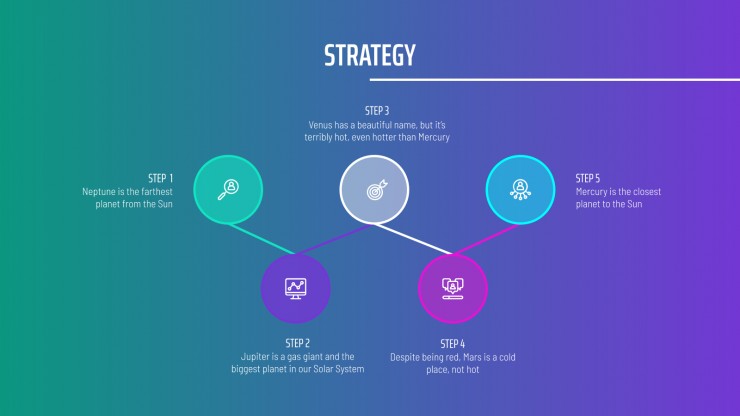Plantilla de presentación Estrategia para redes sociales con degradado y formas isométricas