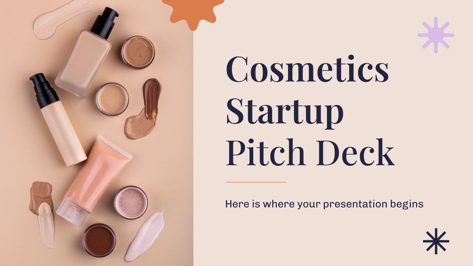 Modelo de apresentação Pitch deck de startup de cosméticos