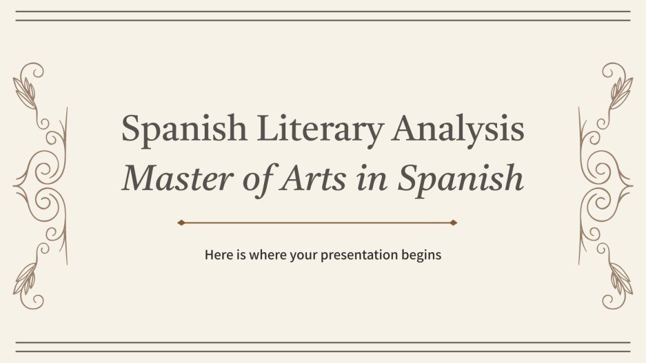 Spanish Literary Analysis Master of Arts in Spanish