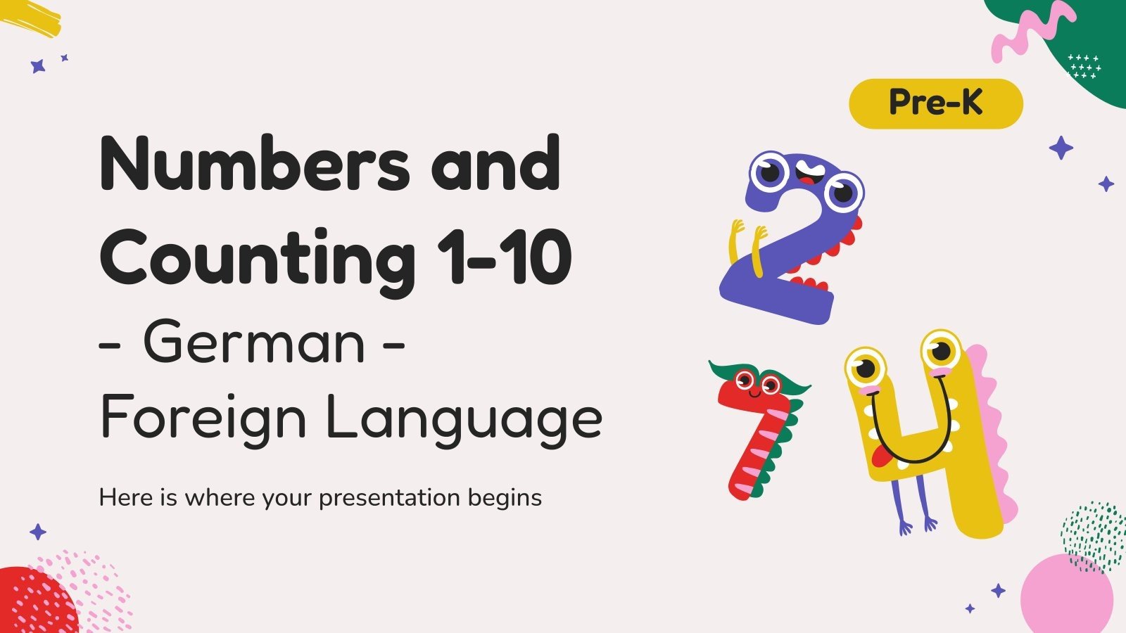Numbers and Counting 1-10 - German - Pre-K | Google Slides