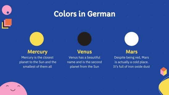 Modelo de apresentação Vocabulário de cores e formas - Alemão como Língua Estrangeira - 1.º ano