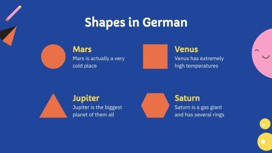 Plantilla de presentación Vocabulario de colores y formas - Alemán como lengua extranjera para primaria