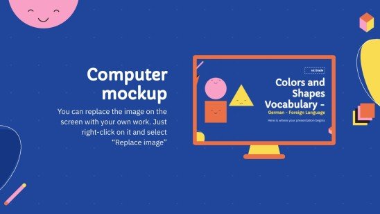 Modelo de apresentação Vocabulário de cores e formas - Alemão como Língua Estrangeira - 1.º ano