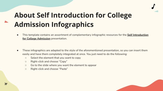 Self Introduction for College Admission Infographics