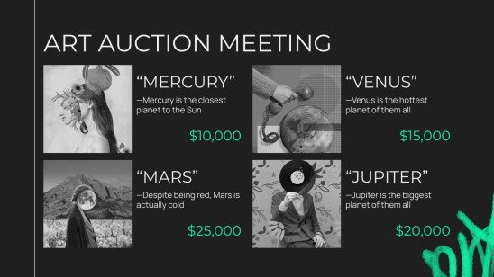 Art Auction Meeting Infographics | Google Slides & PPT