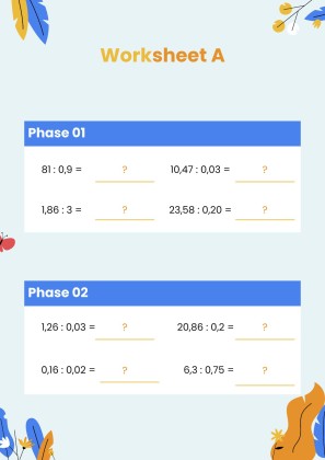 Plantilla de presentación Fichas para división de decimales