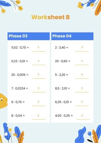 Plantilla de presentación Fichas para división de decimales