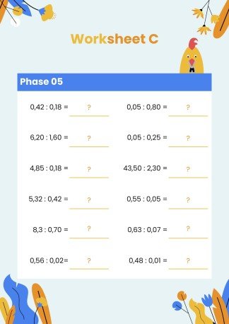 Plantilla de presentación Fichas para división de decimales