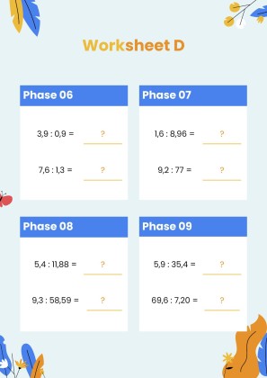 Plantilla de presentación Fichas para división de decimales