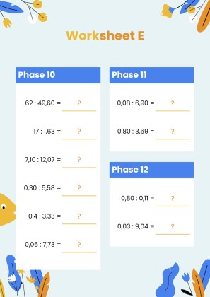 Plantilla de presentación Fichas para división de decimales