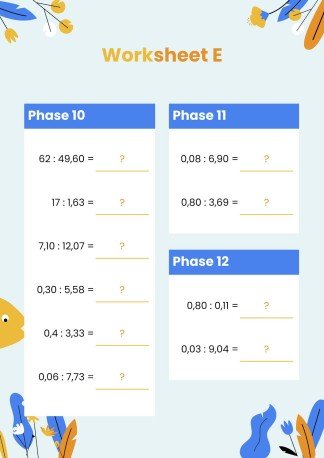 Plantilla de presentación Fichas para división de decimales