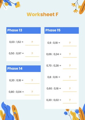 Plantilla de presentación Fichas para división de decimales
