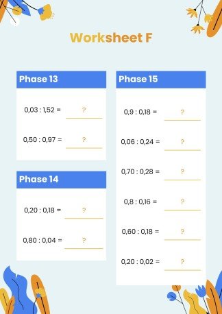 Plantilla de presentación Fichas para división de decimales